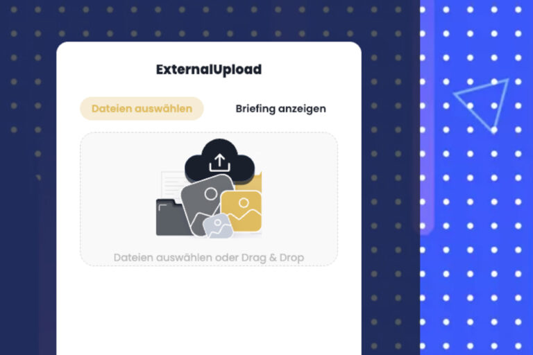 Sollten wir Footage von externen Geschäftspartnern oder Zulieferern erwarten, geben wir diesen eine personalisierte ExternalUpload-Seite frei. 